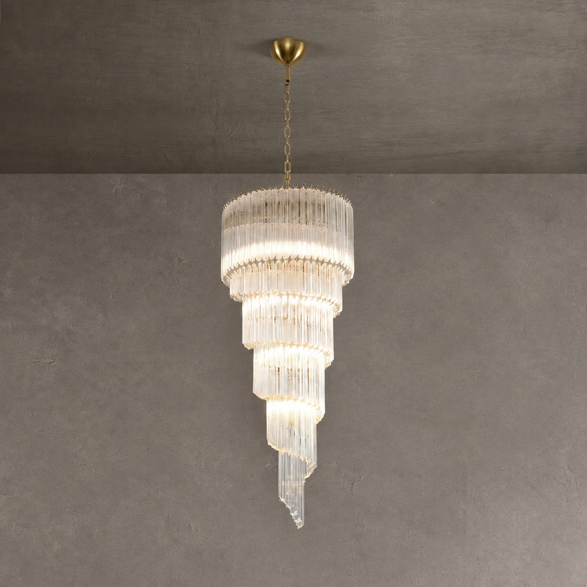Chandelier  Cascada Spiral Clear Crystal Nickel