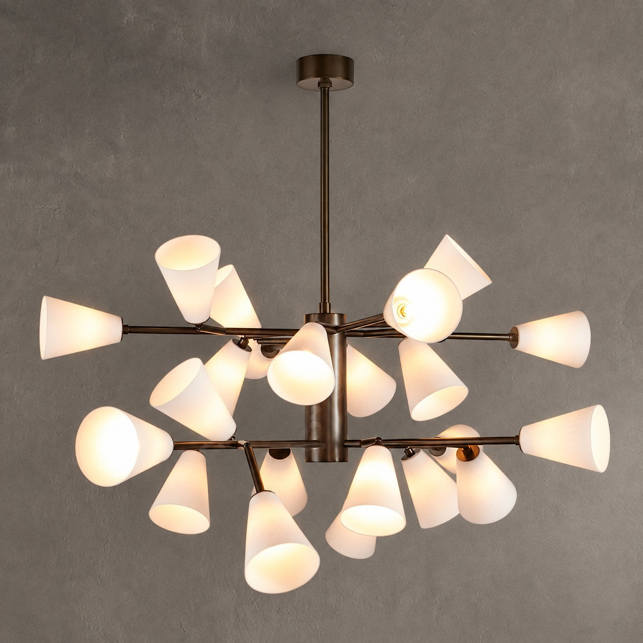 Chandelier  Cassius Sputnik 18-Arm Bronze White Glass