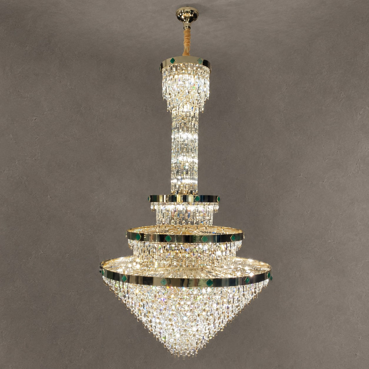 Extra Large 3-layer Conical Funnel Crystal Chandelier for High-ceiling Foyer/Hallway/Entryway