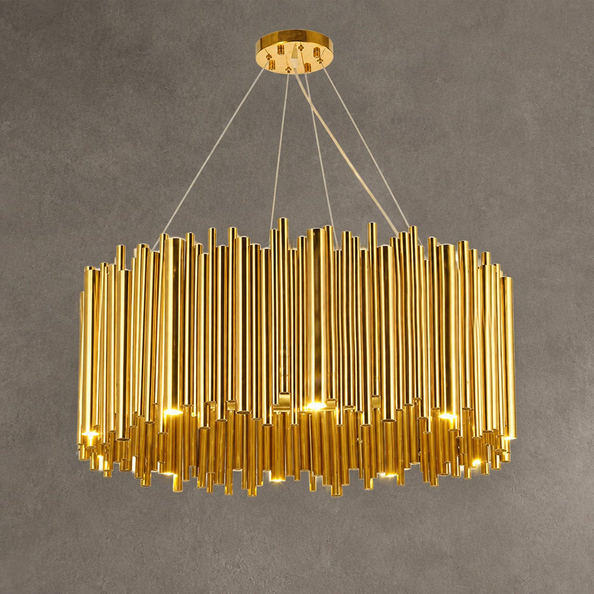 Modern Classic Round Fashion Gold Tube Pendant Chandelier for Living/Dining Room