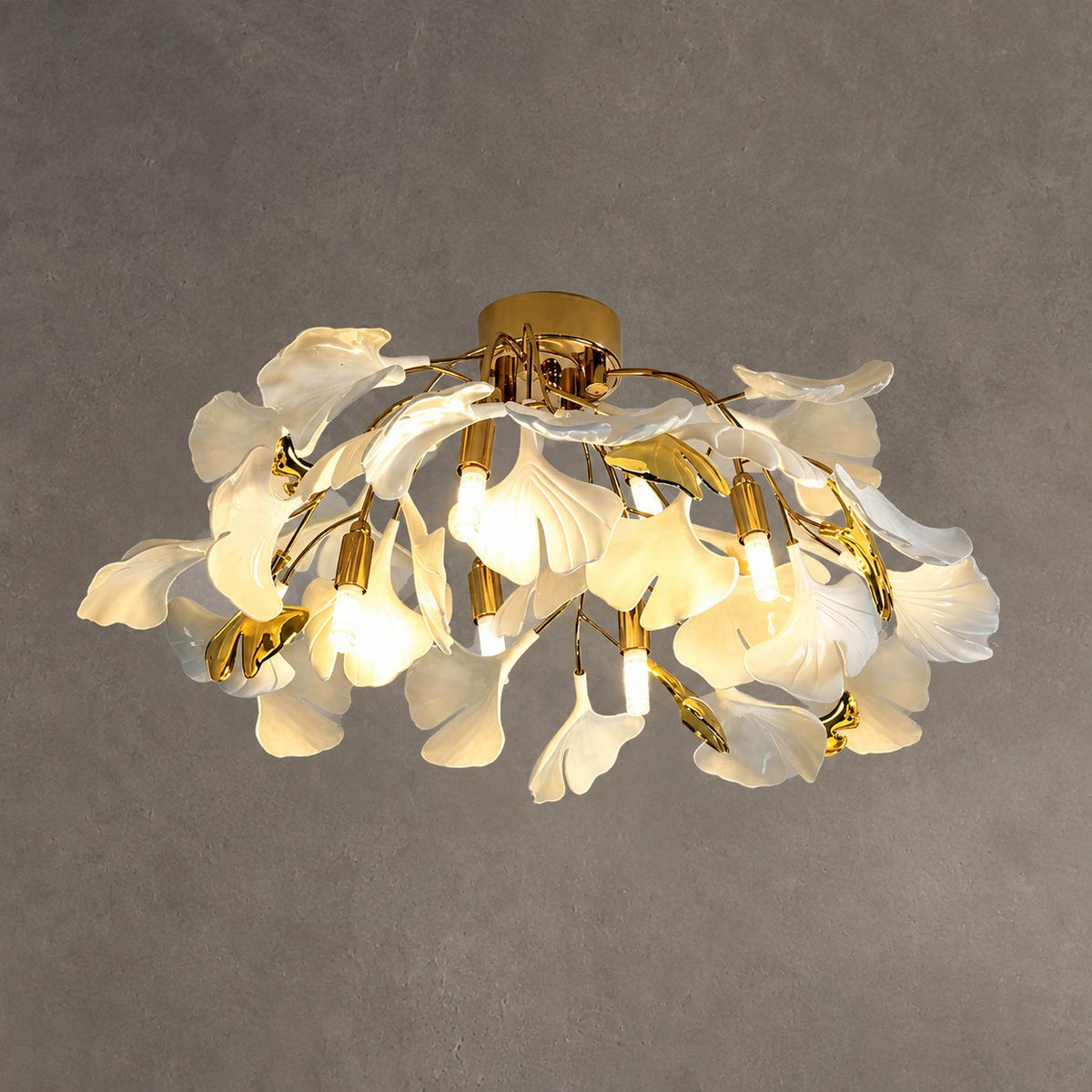Ceramic Ginkgo Leaf Flushmount