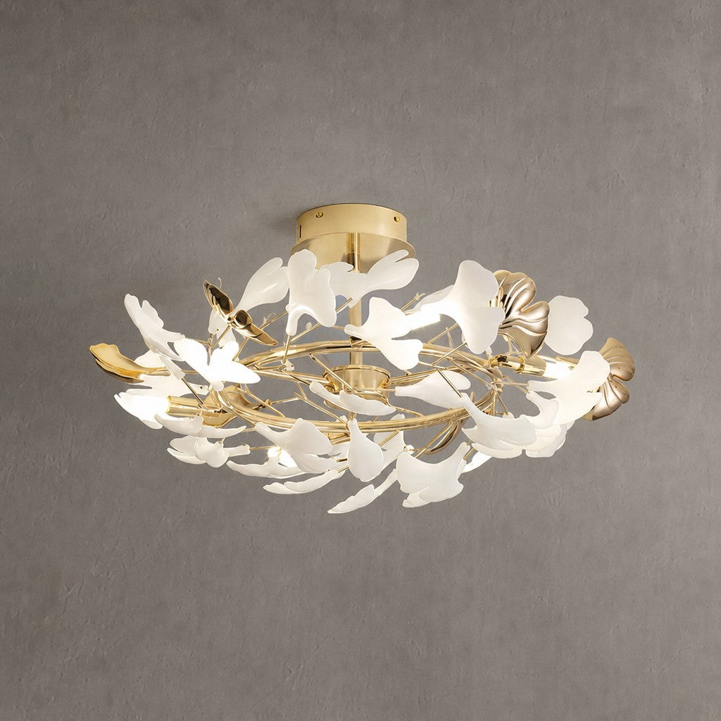 Ceramic Ginkgo Leaf Flushmount