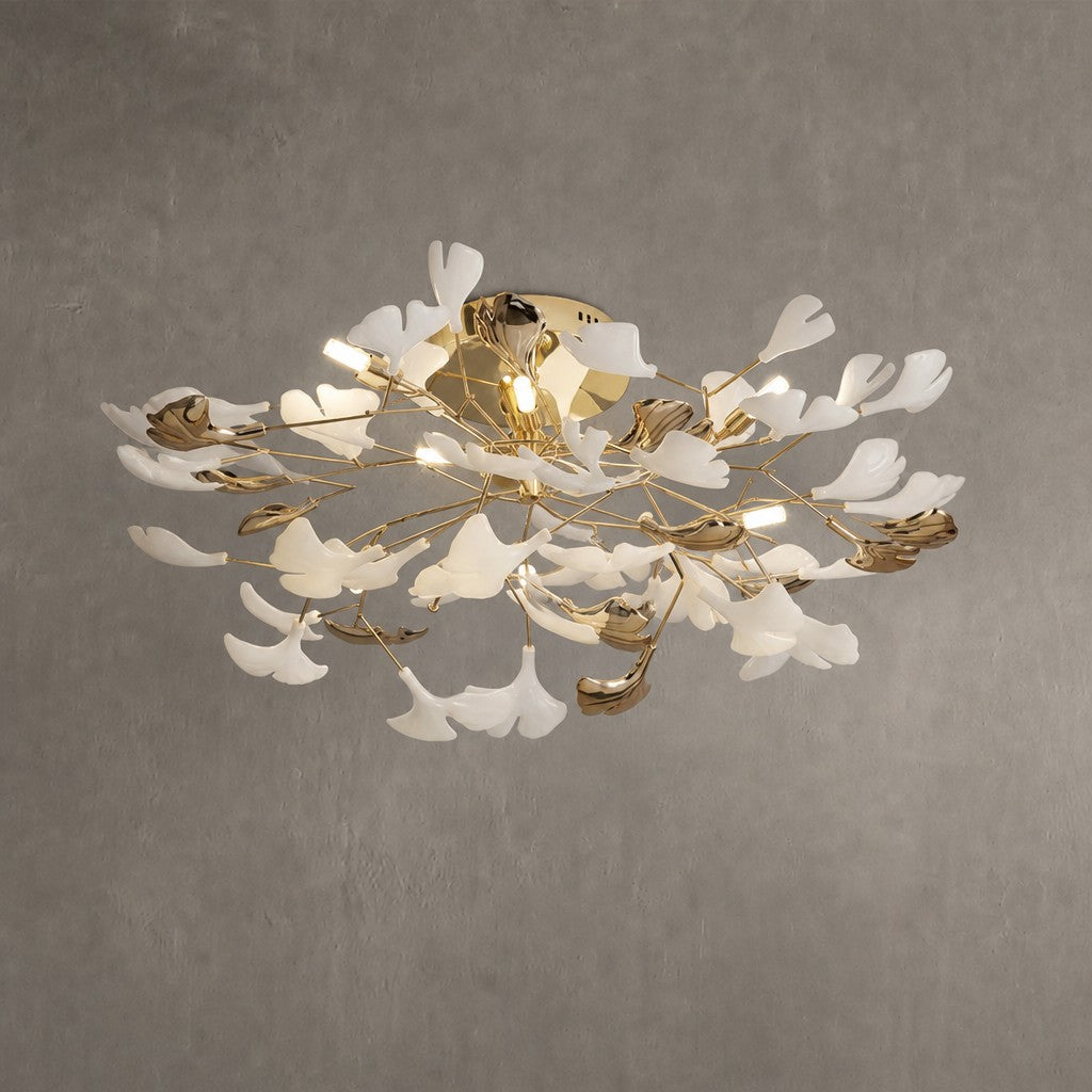Ceramic Ginkgo Leaf Flushmount