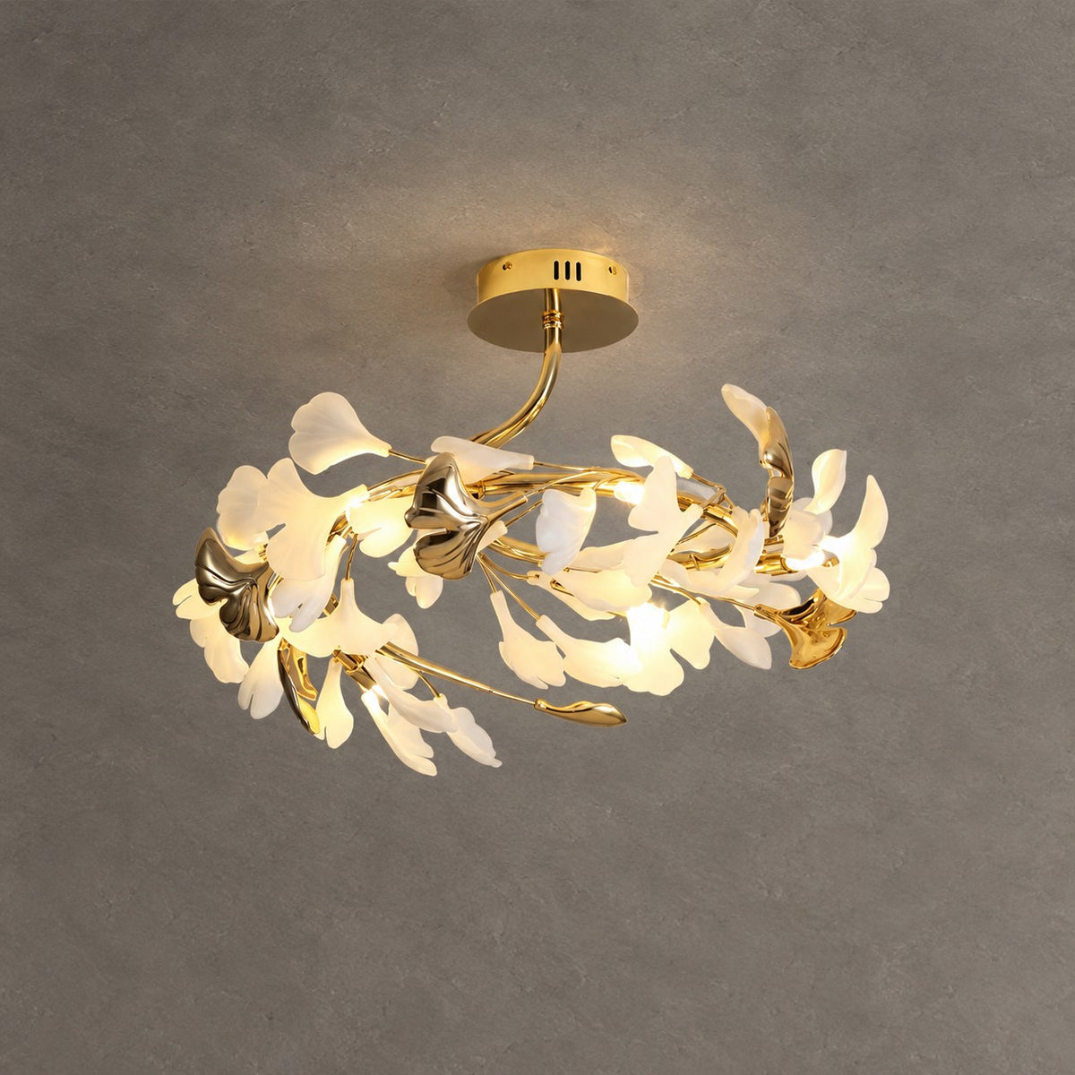 Ceramic Ginkgo Leaf Flushmount