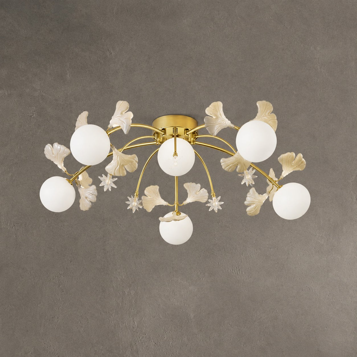 Ceramic Ginkgo Leaf Flushmount