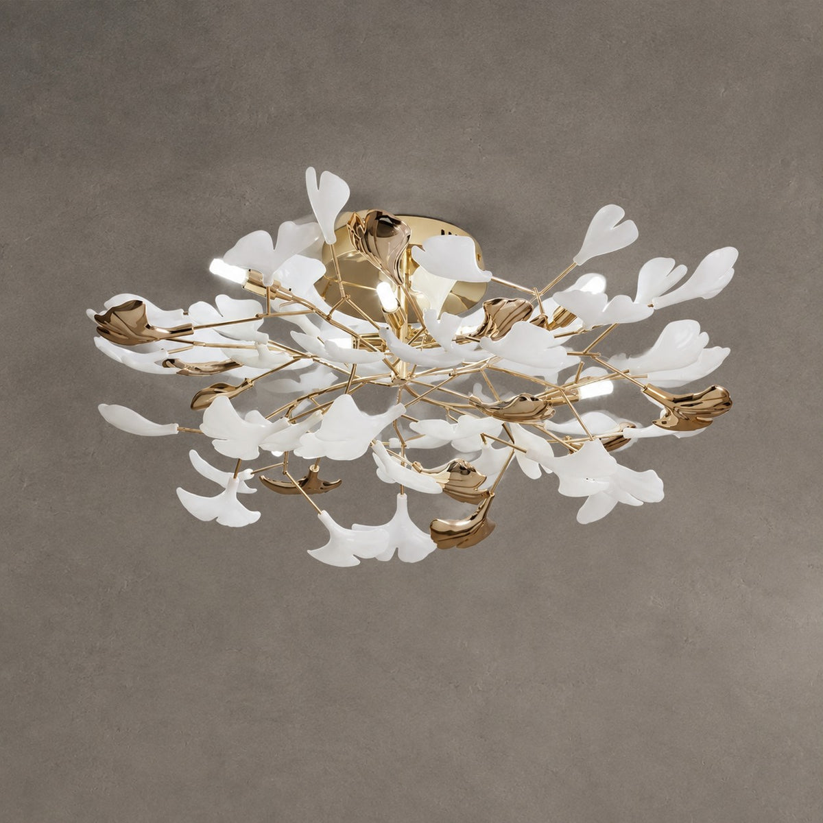 Ceramic Ginkgo Leaf Flushmount