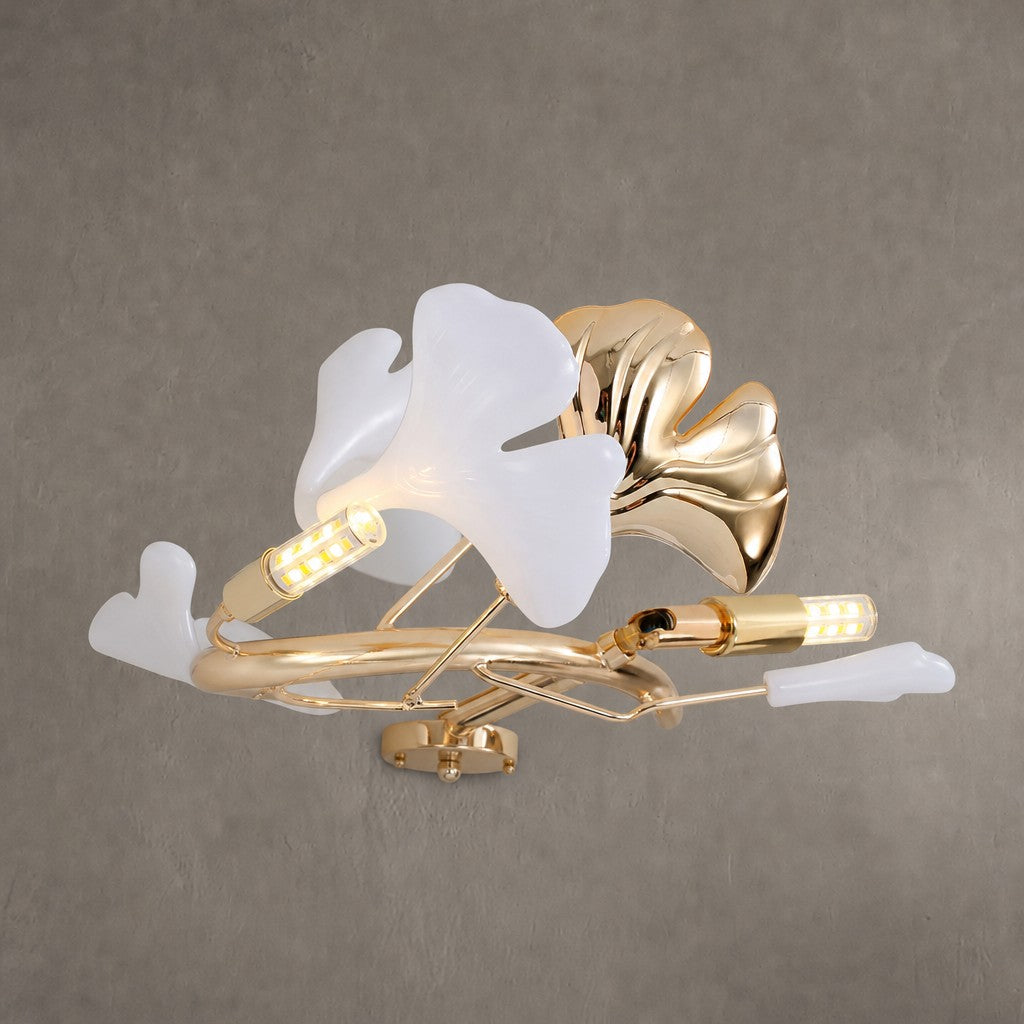 Ceramic Ginkgo Leaf Flushmount