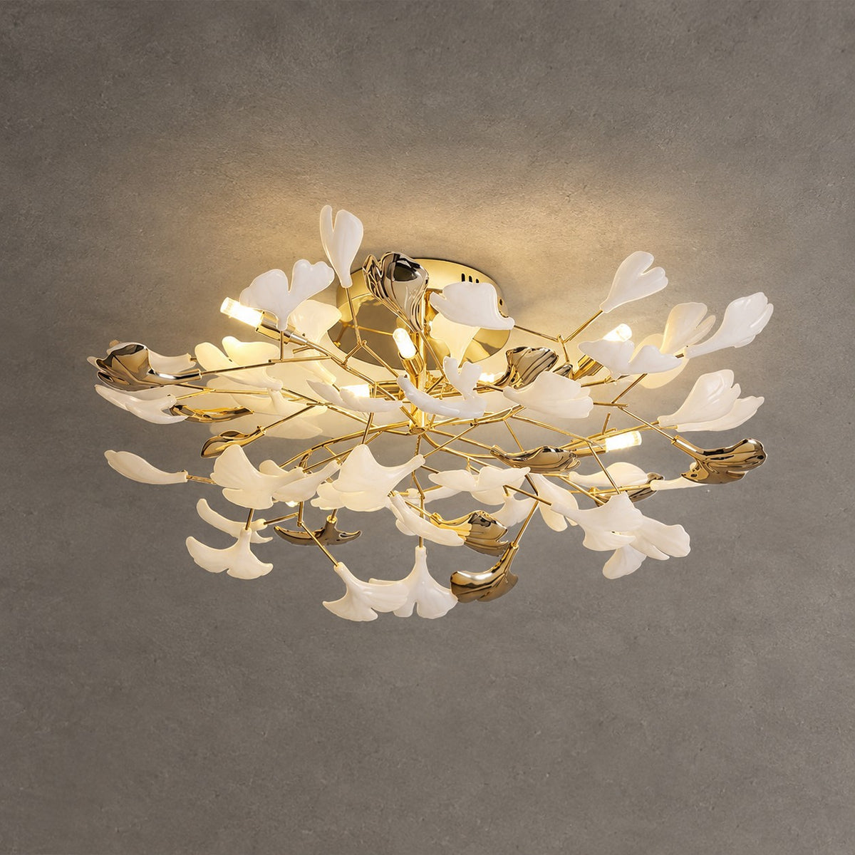 Ceramic Ginkgo Leaf Flushmount