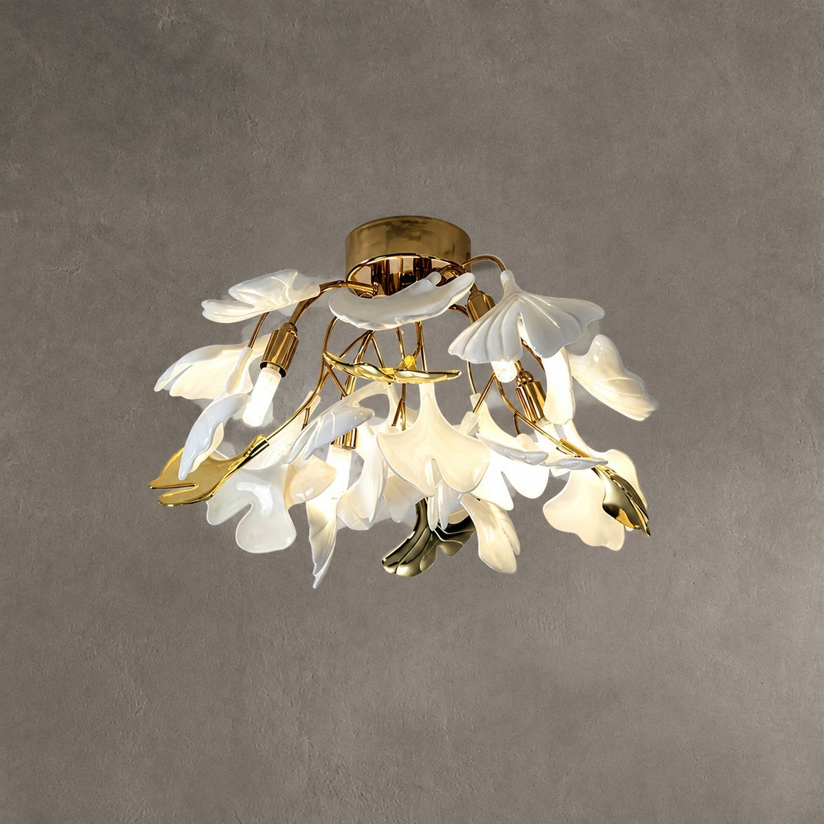 Ceramic Ginkgo Leaf Flushmount