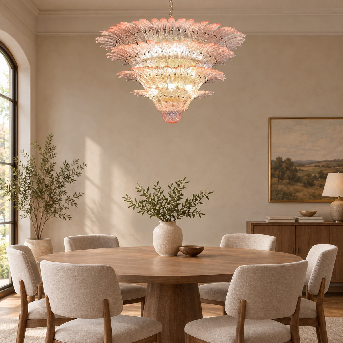 Chandelier Sculptural Floral Glass Style Floralys