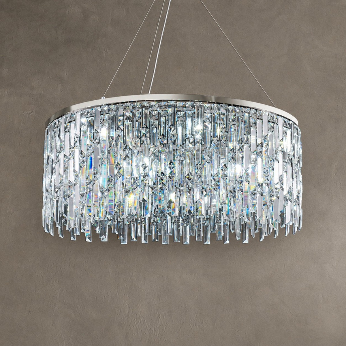 Chrome/ Silver Decorative Kitchen Island Lighting Crystal Rectangle Chandelier For Long Dining Table Round Pendant Light Fixture For Living Room