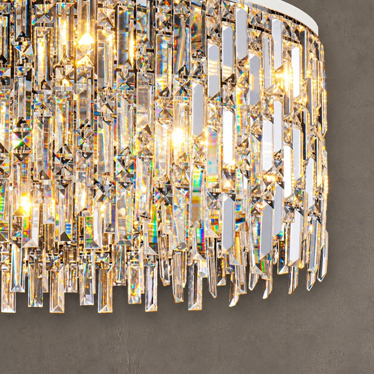Chrome/ Silver Decorative Kitchen Island Lighting Crystal Rectangle Chandelier For Long Dining Table Round Pendant Light Fixture For Living Room