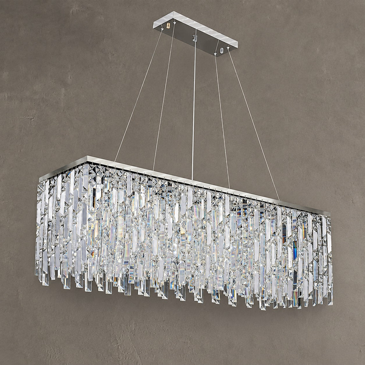 Chrome/ Silver Decorative Kitchen Island Lighting Crystal Rectangle Chandelier For Long Dining Table Round Pendant Light Fixture For Living Room