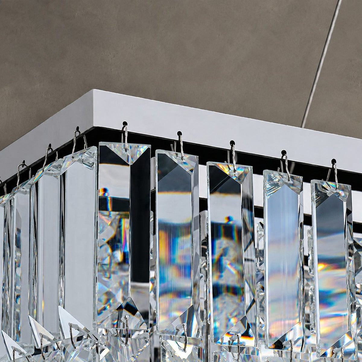 Chrome/ Silver Decorative Kitchen Island Lighting Crystal Rectangle Chandelier For Long Dining Table Round Pendant Light Fixture For Living Room