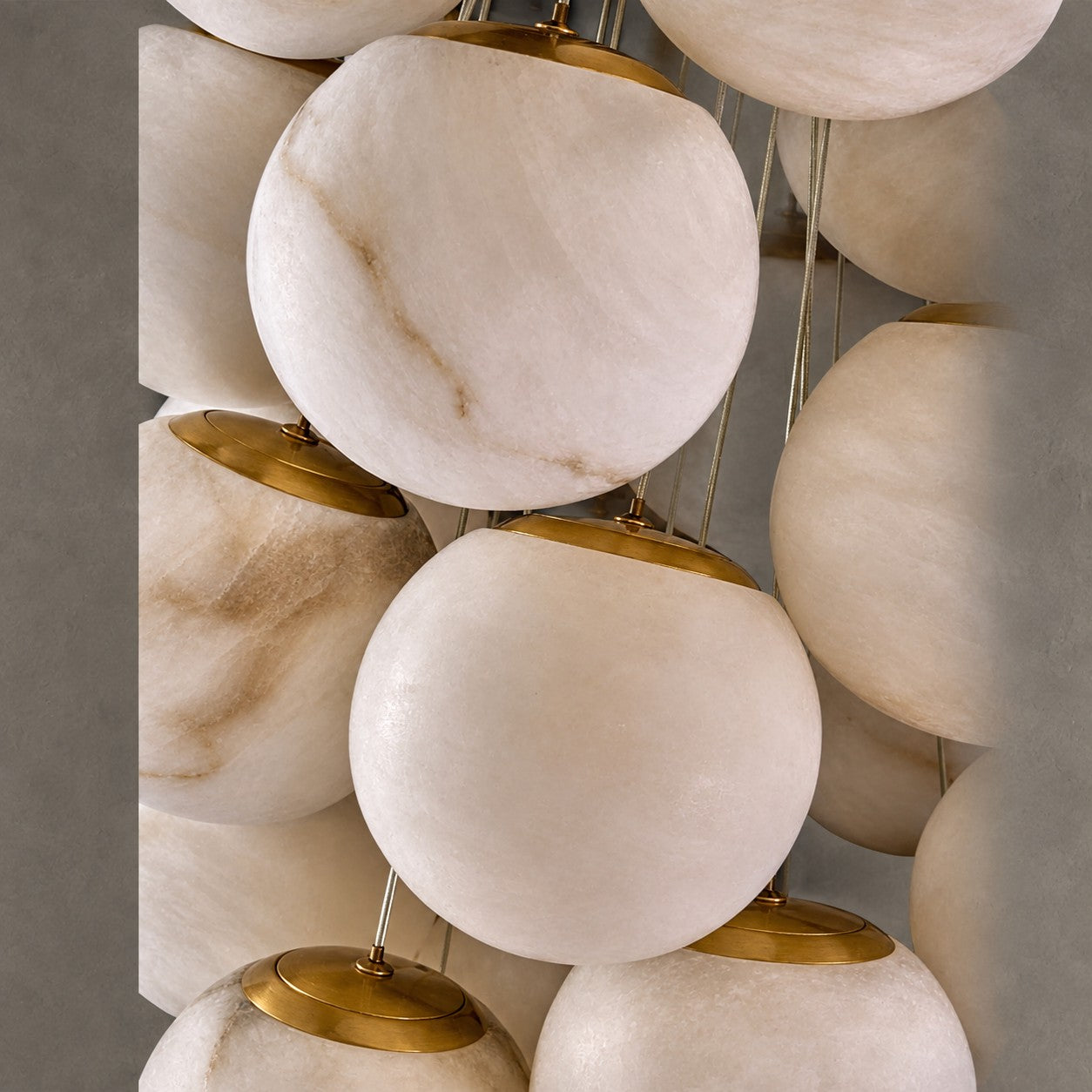 Alabaster Chandelier  Cluster Globe 31-Ball Gold