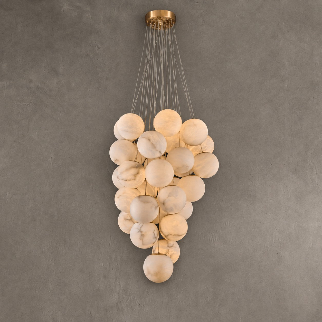 Alabaster Chandelier  Cluster Globe 31-Ball Gold