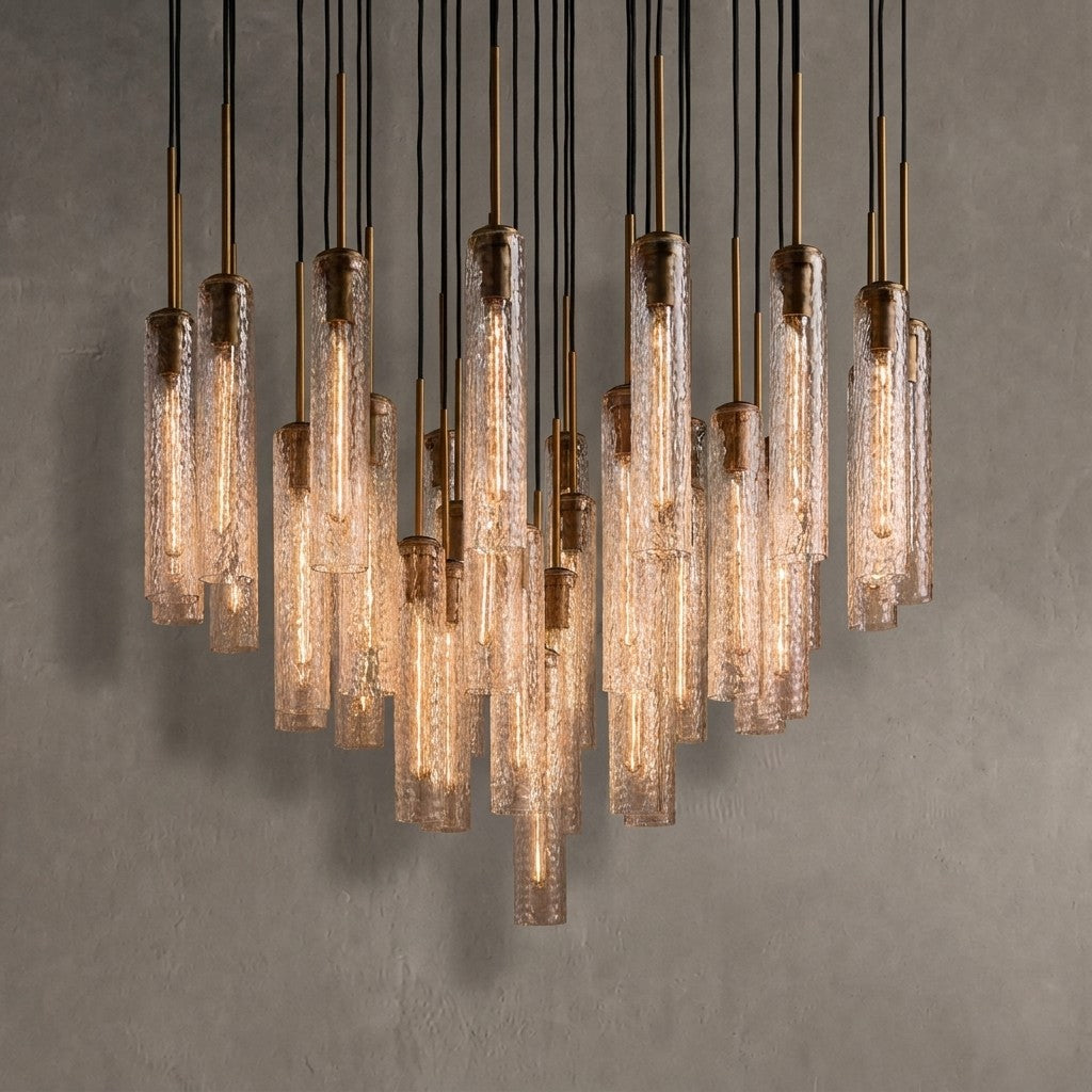 Colleena Hammered Glass Round Chandelier