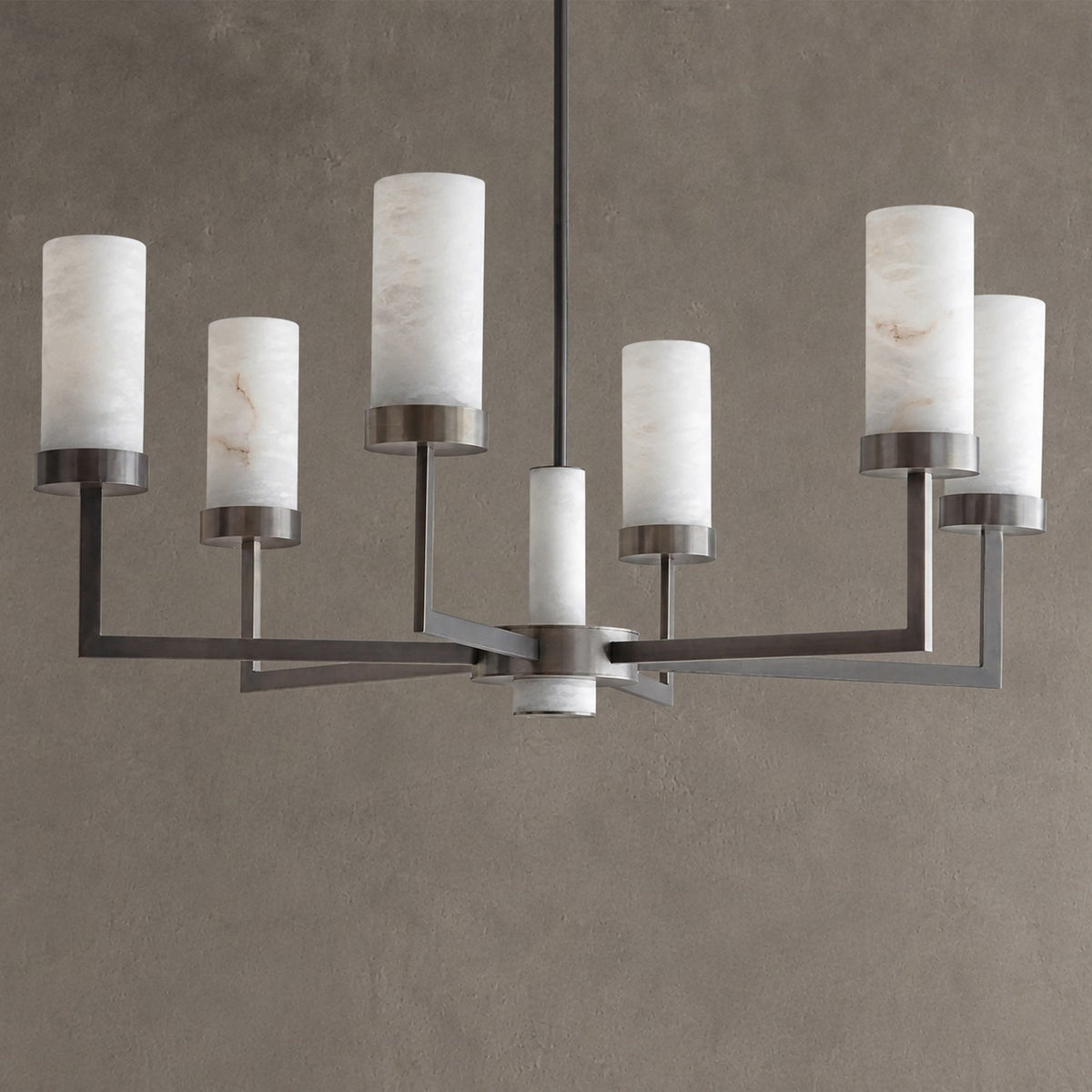 Contemporary  Alabaster 6-arm Compass Chandelier