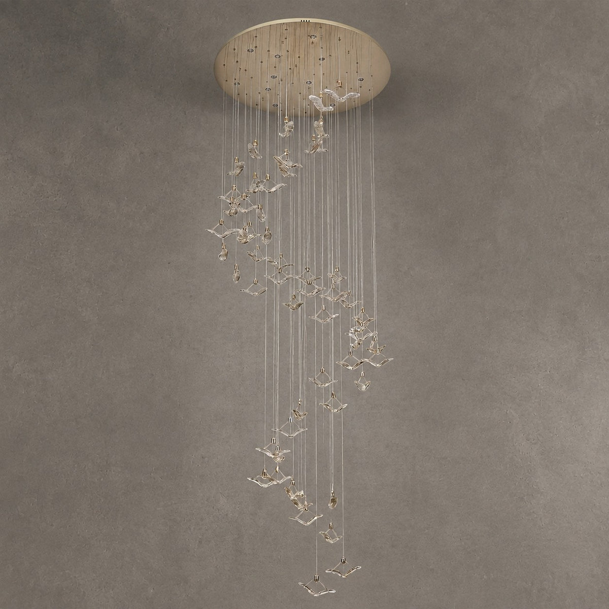 Crane Cascading Handmade Glass Chandelier