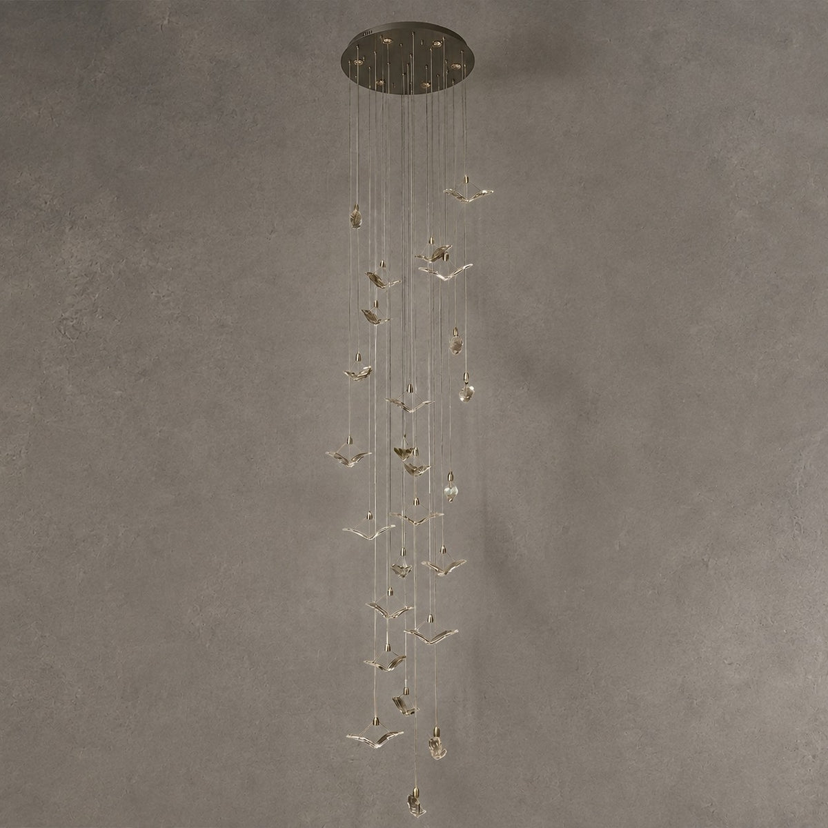 Crane Cascading Handmade Glass Chandelier