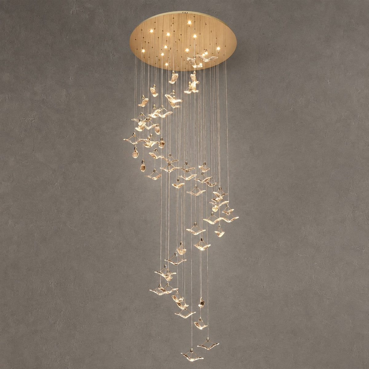 Crane Cascading Handmade Glass Chandelier