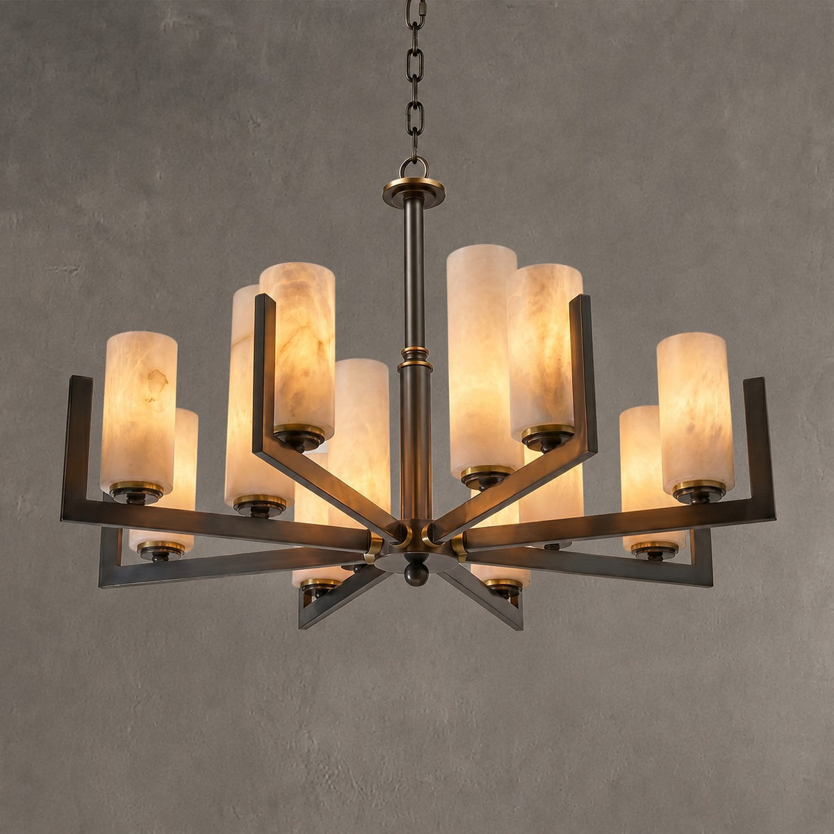 Cylinder 3-arm Alabaster Pendant Light