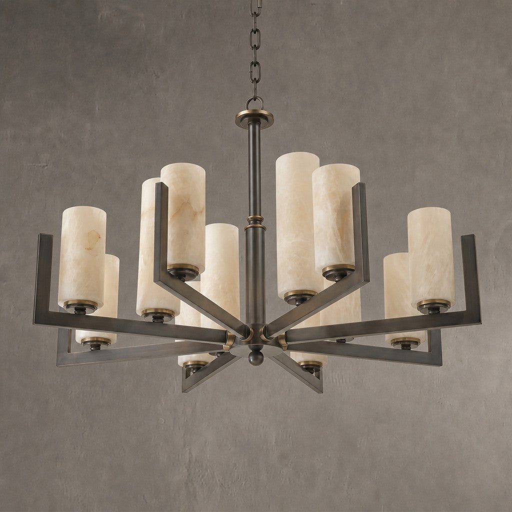 Cylinder 3-arm Alabaster Pendant Light
