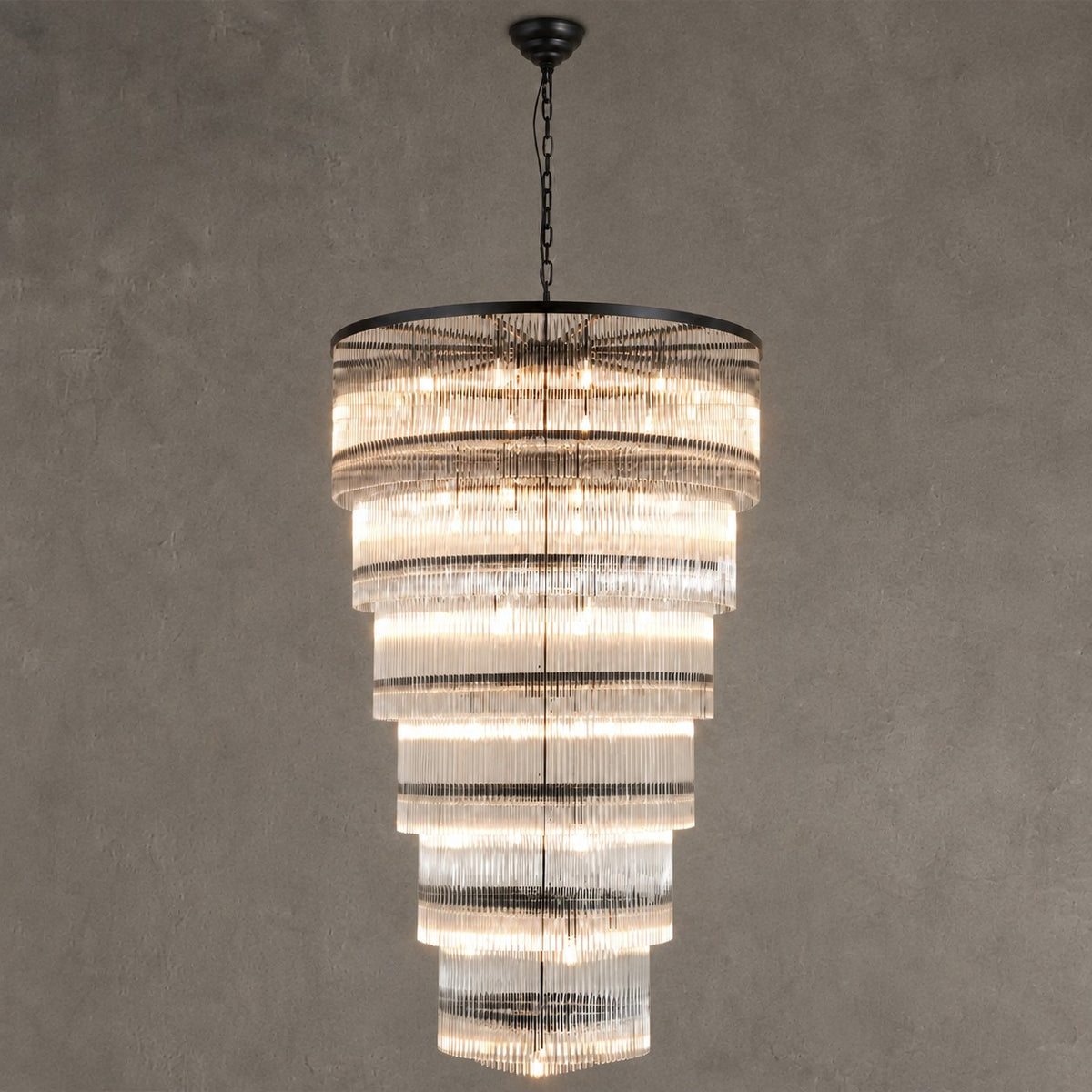 Seven-Tier Striped Column Staircase Chandelier D990 - Black