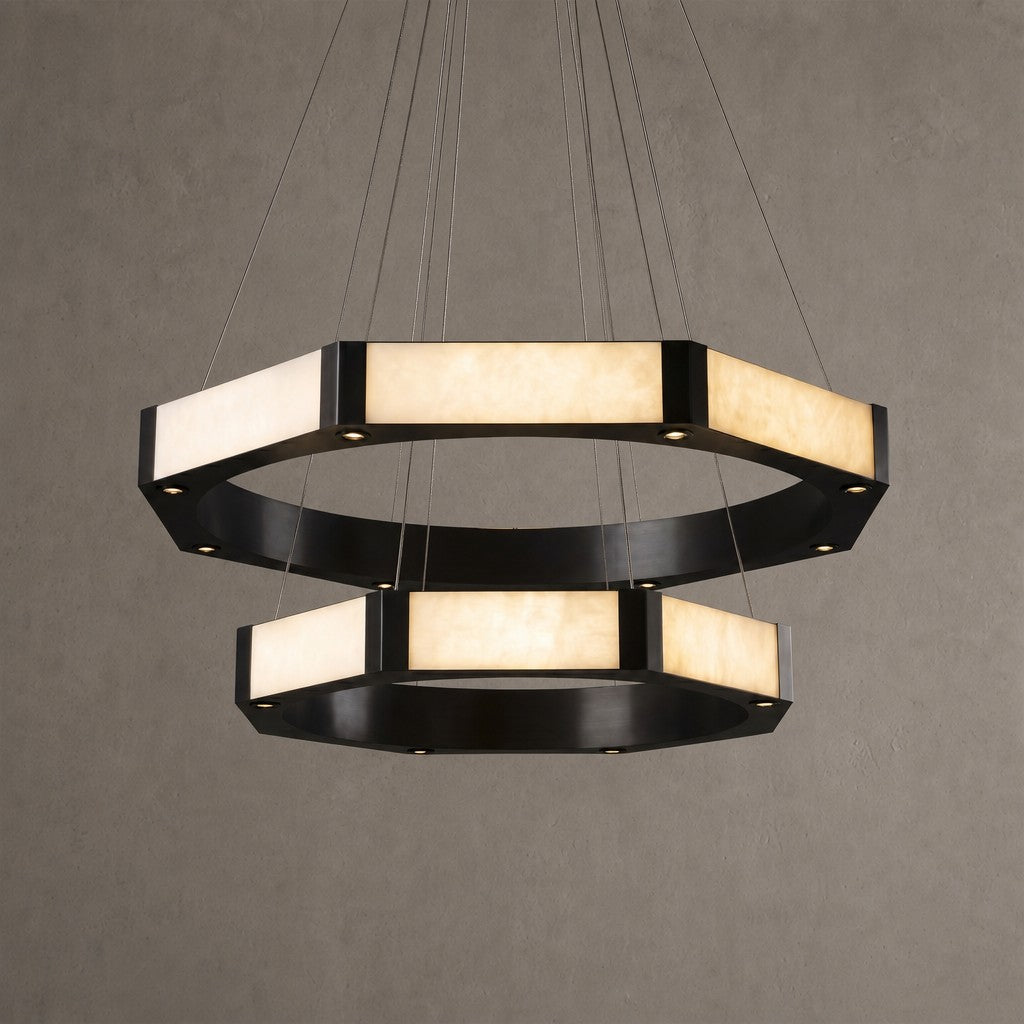 Facetra Hexagonal Black Ring Chandelier