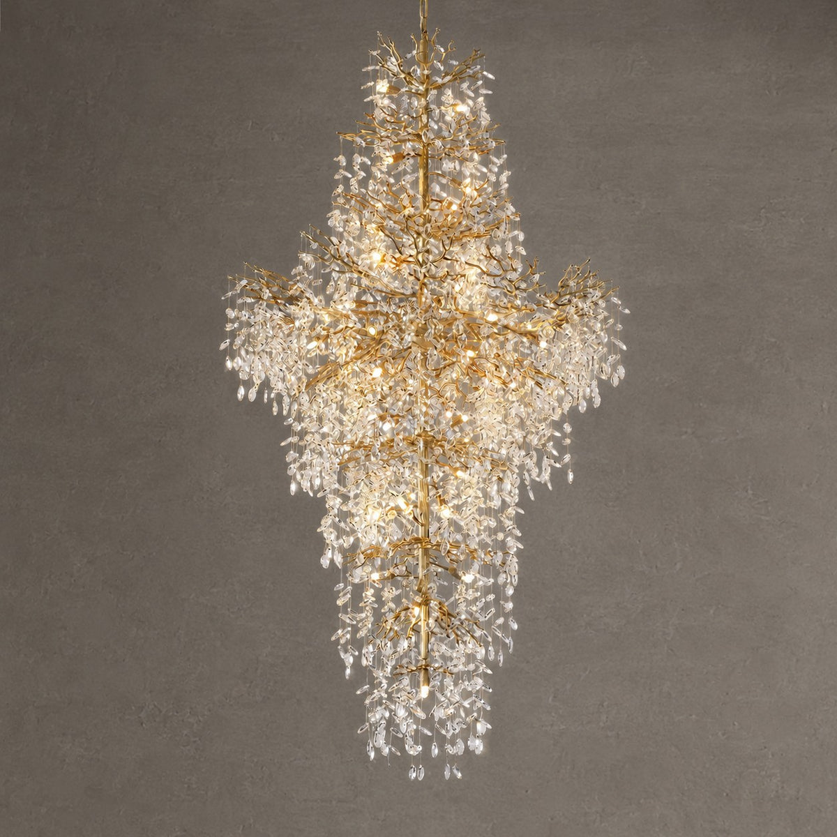 Marquise Double-Layer Branch Staircase Chandelier 2300 - Gold