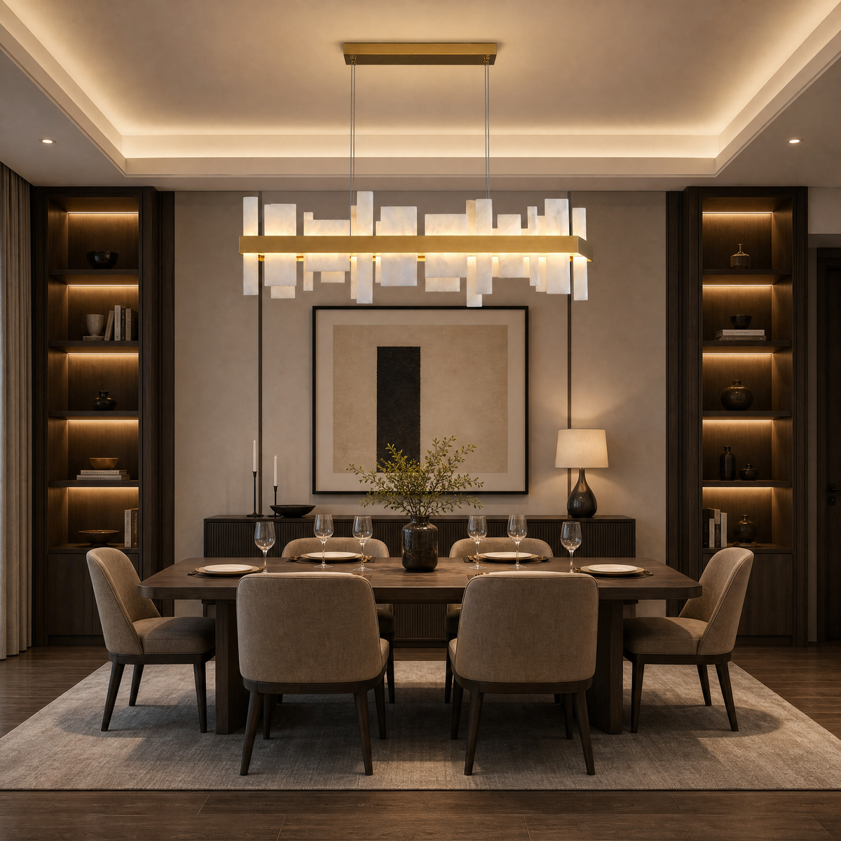 Linear Alabaster Dining Chandelier