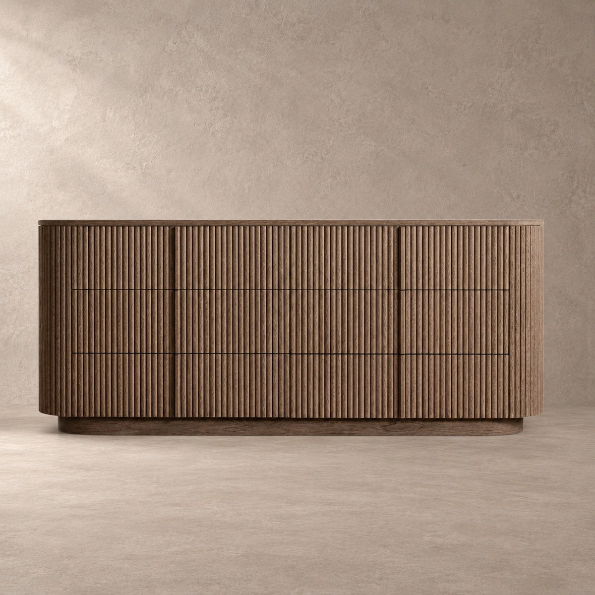 Reeded Oak Dresser with Curved Contours