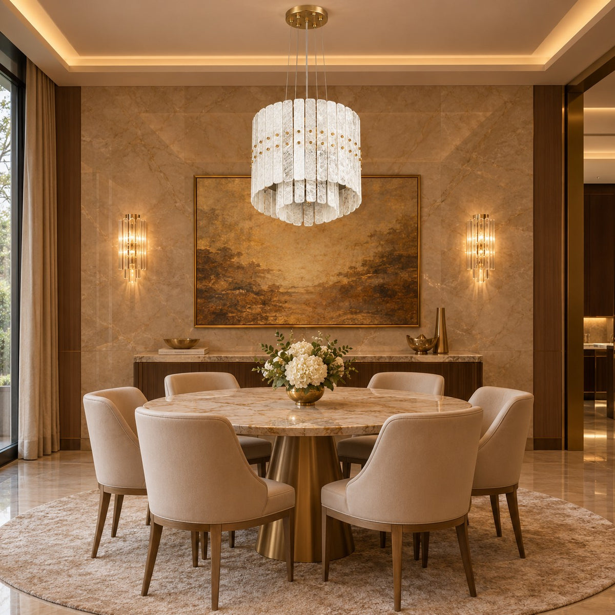 Modern White Crystal Luxury stone Chandelier