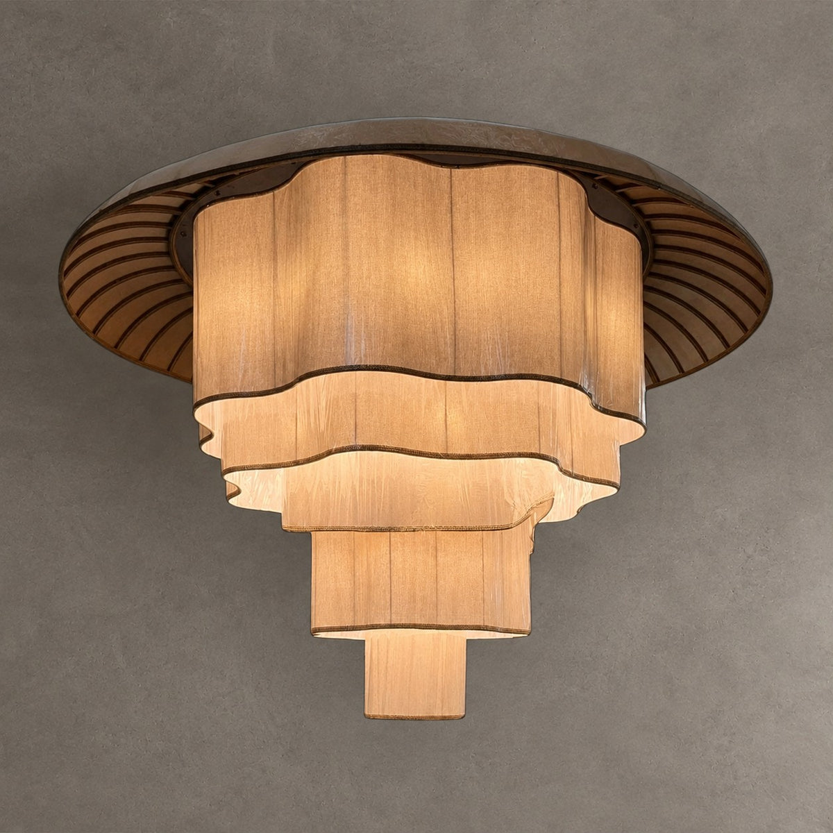 Modern Tiered Wave-edge Fabric Chandelier for Hotel/Restaurant/Living Room