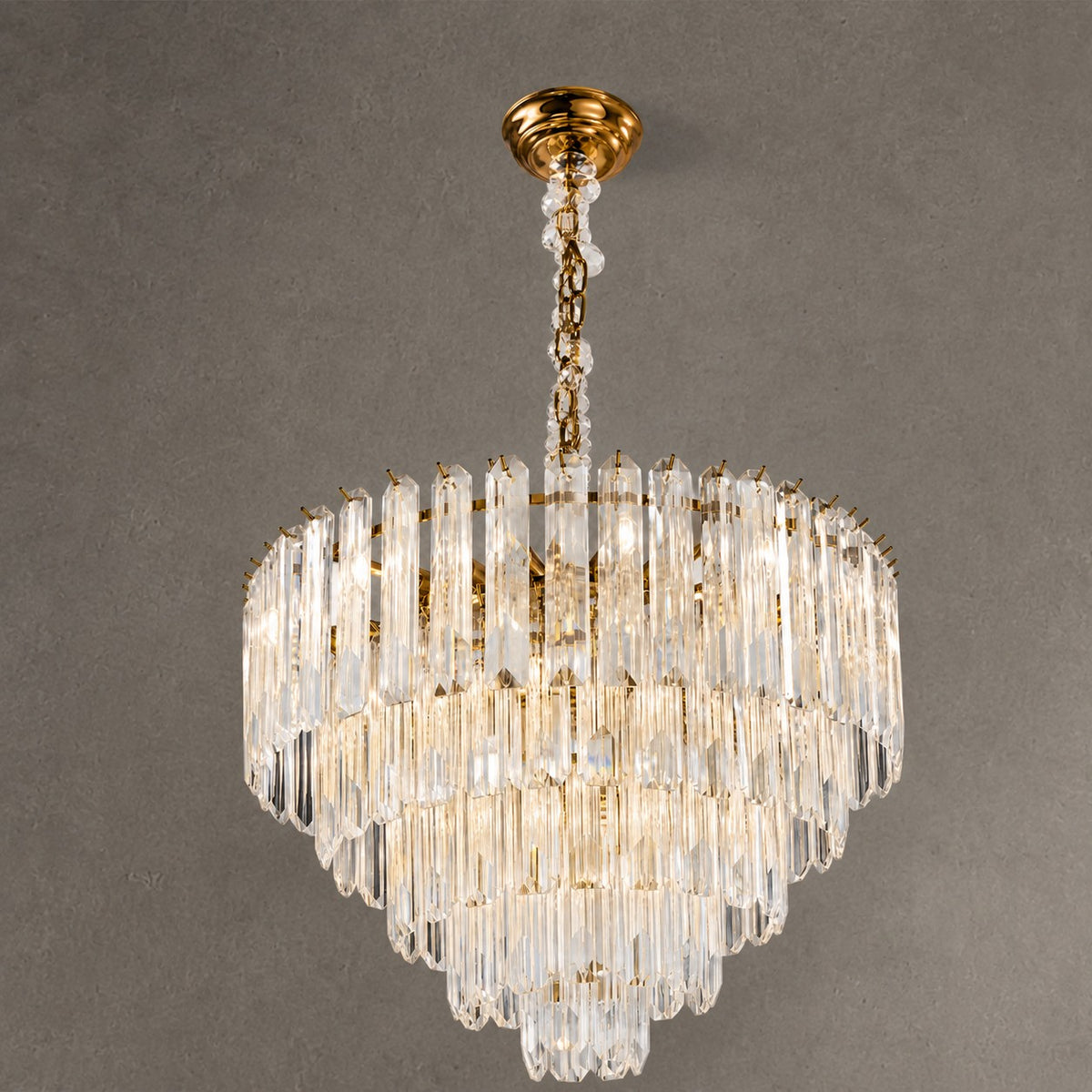 Quadro Glass Rod Halo Chandelier