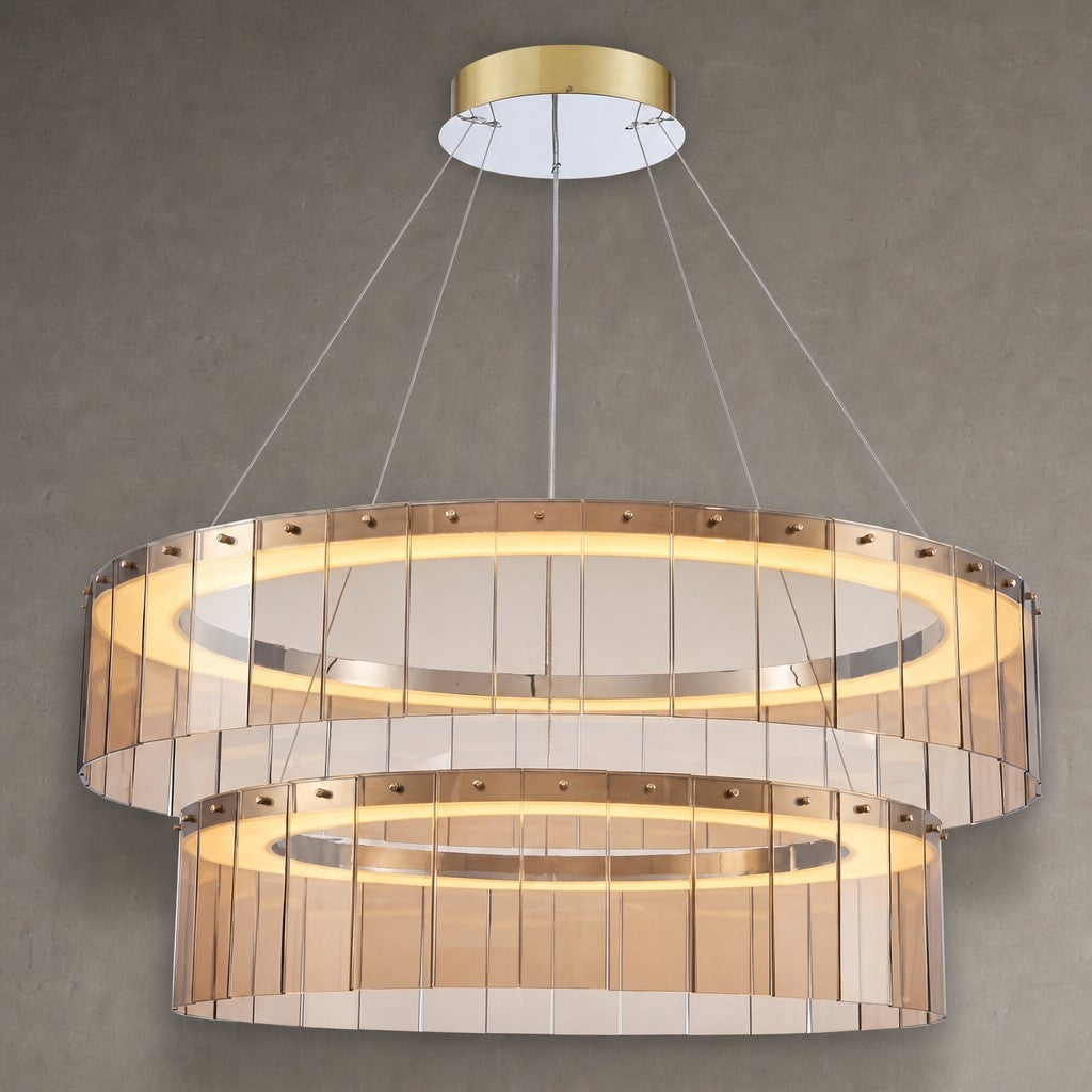 Dalton Glass Tiered Chandelier 39"