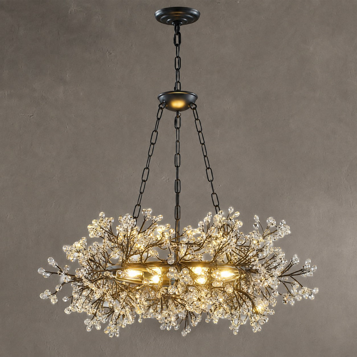 Rowan Twig Round Black Chandelier 31.5"D
