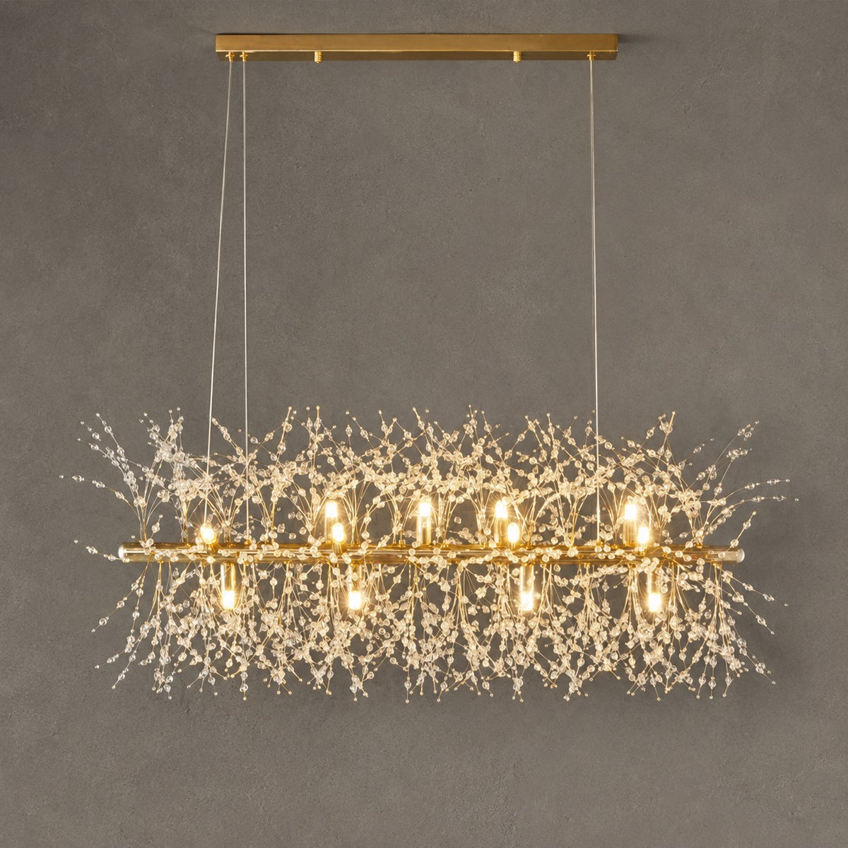 Dandelion Crystal Chandelier Light Firefly/ Glowworm Hanging Lamp Pendant For Rectangle Dining Room Table