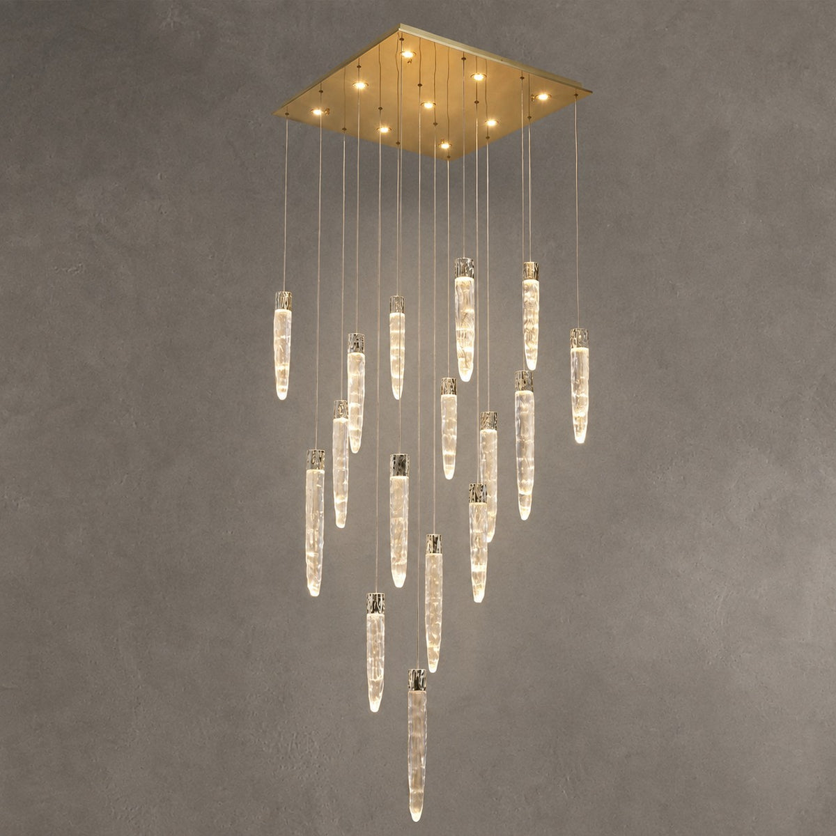 Halsey Icicle Crystal Glass Square Chandelier 31.5"