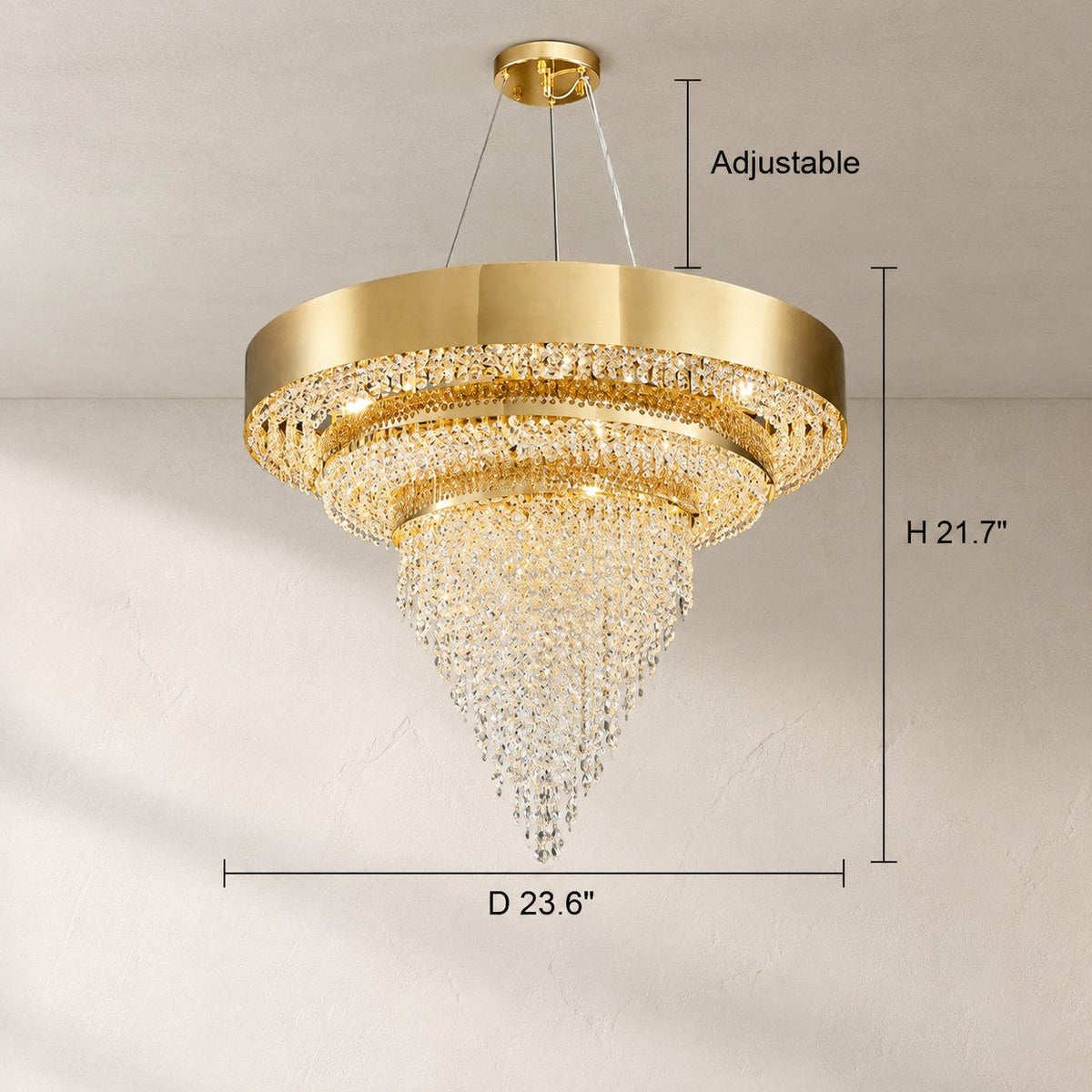 Decorative Gold Round Crystal Living Room Chandelier Light Oval Pendant Lamp For Dining Room Kitchen Table