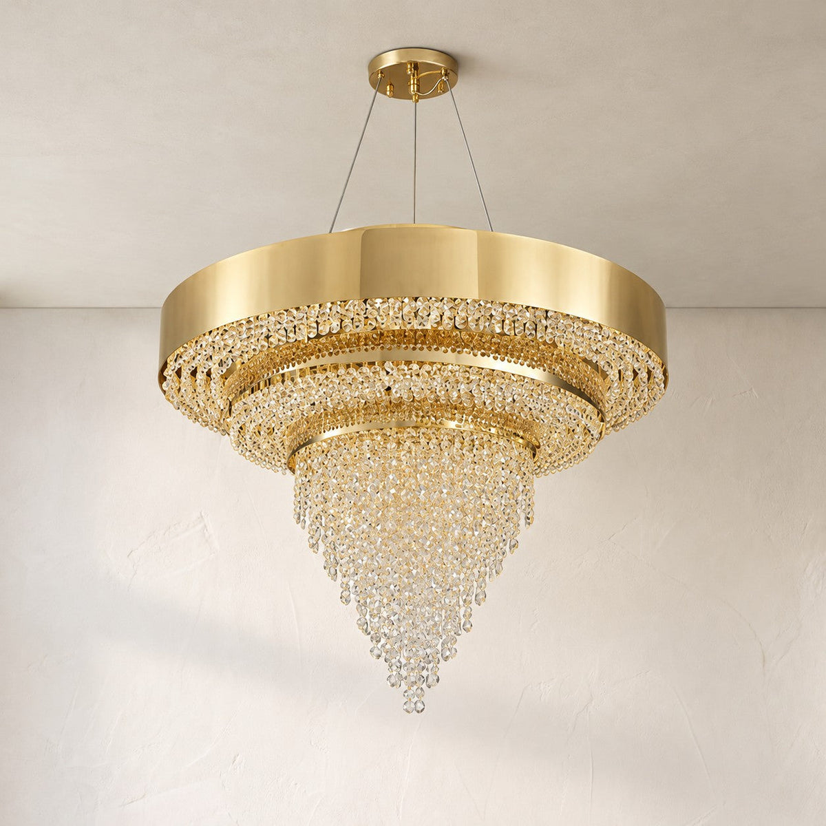 Decorative Gold Round Crystal Living Room Chandelier Light Oval Pendant Lamp For Dining Room Kitchen Table