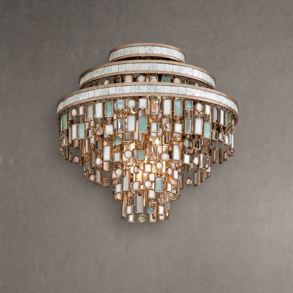Designer Style Multi-tier Vintage Colorful Plaid Glass Chandelier for Hallway/Living Room/Foyer