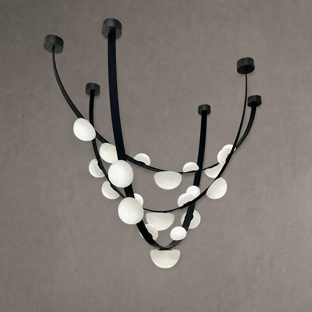 Dew Drops Alabaster LED Chandelier – Black White Warm Light