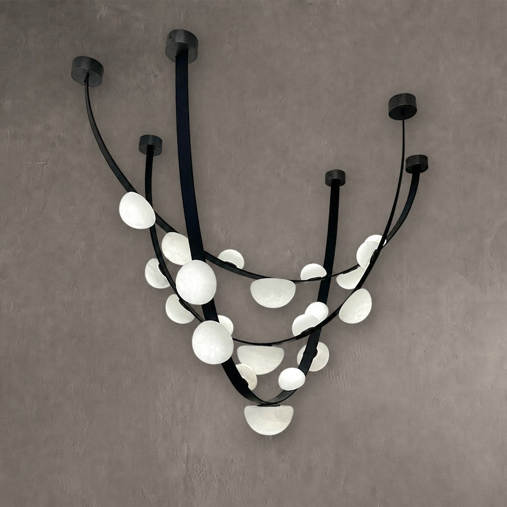 Dew Drops Alabaster LED Chandelier – Black White Warm Light