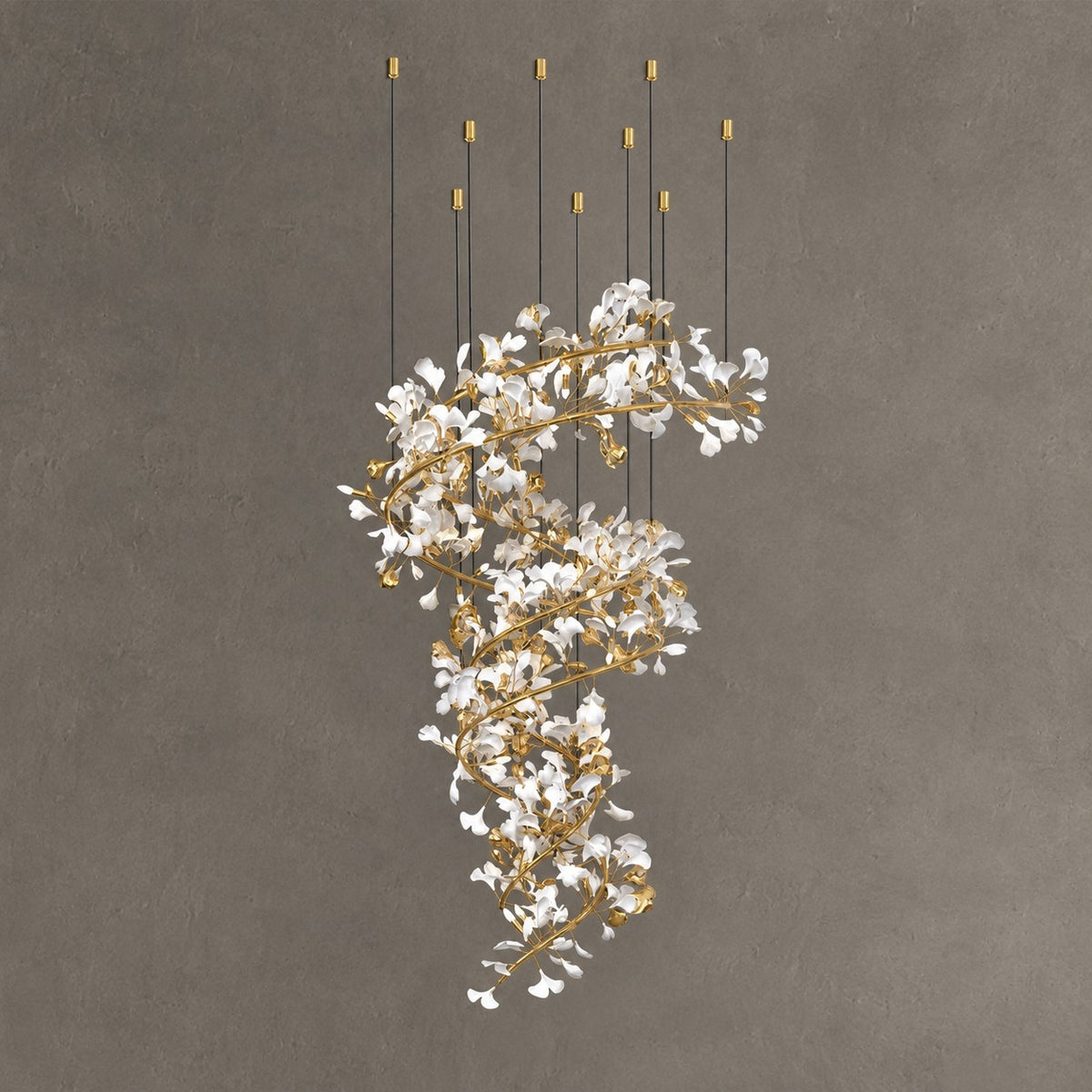 Art Design Ceramic Gingko Chandelier for Living Room/Staircse/Entryway/Foyer