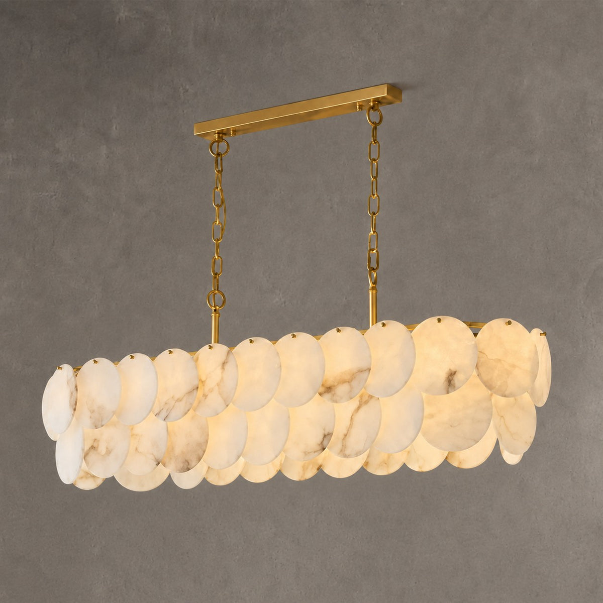 Chandelier Linear  French Art Deco Spanish Alabaster