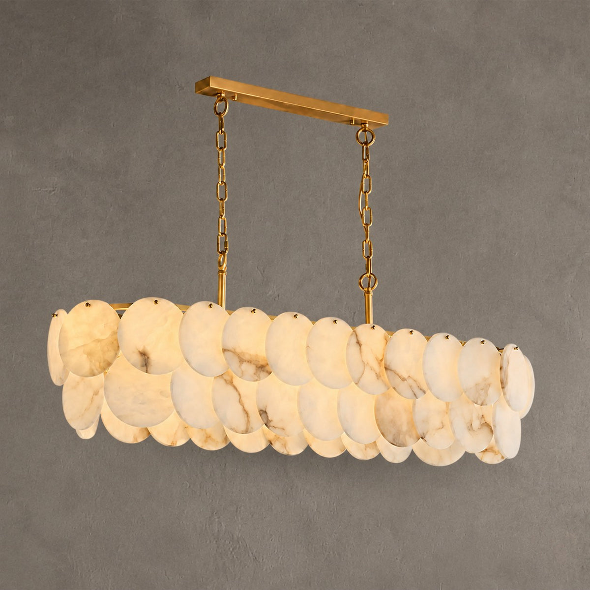 Chandelier Linear  French Art Deco Spanish Alabaster
