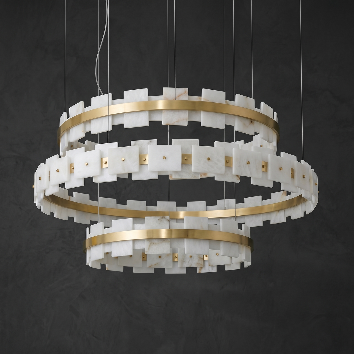Round Tiered Chandelier in a living room