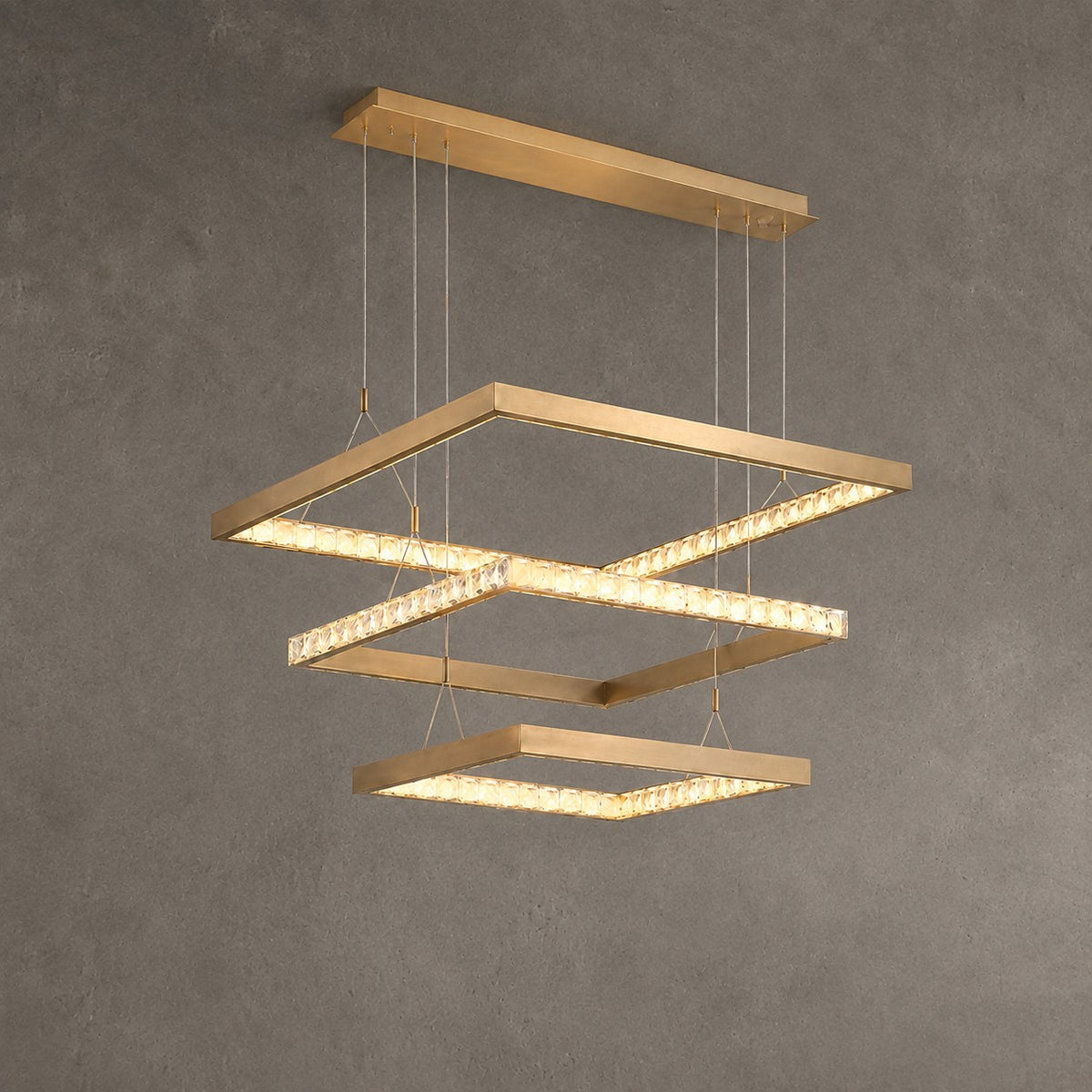Drake Triple-Tier Square Crystal Chandelier 40.9" W