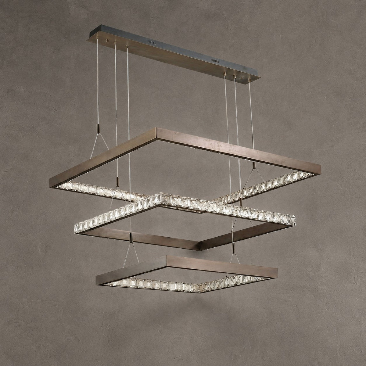 Drake Triple-Tier Square Crystal Chandelier 40.9" W